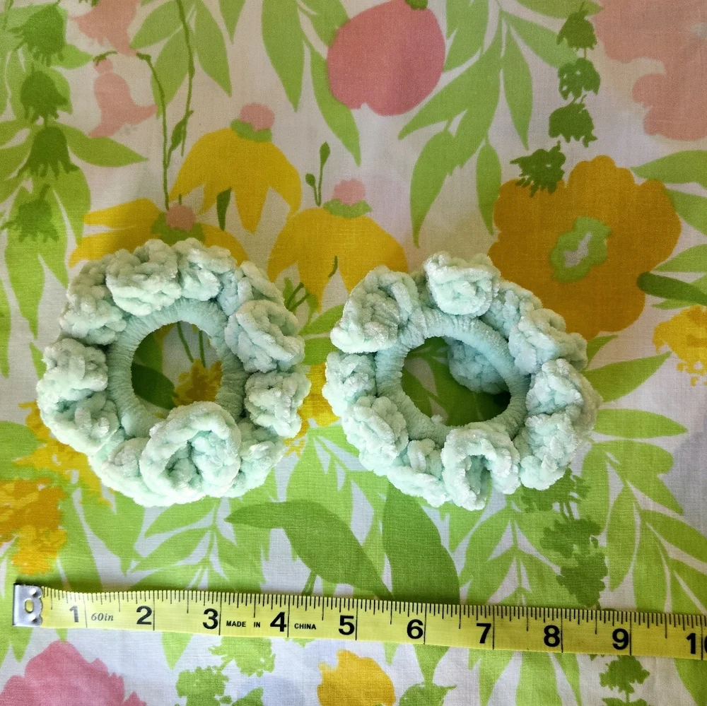 Handmade Crochet Ruffle Velvet Scrunchies-Set of 2
